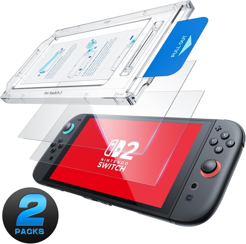 Mumba Screen Protector for Nintendo Switch 2 with Auto-Alignment Kit, 2 Pack 9H Tempered Glass Ultra-Thin Transparent HD Clear, Scratch and Crack Resistant, Case-Friendly, Bubble-Free Easy Install - Image 1